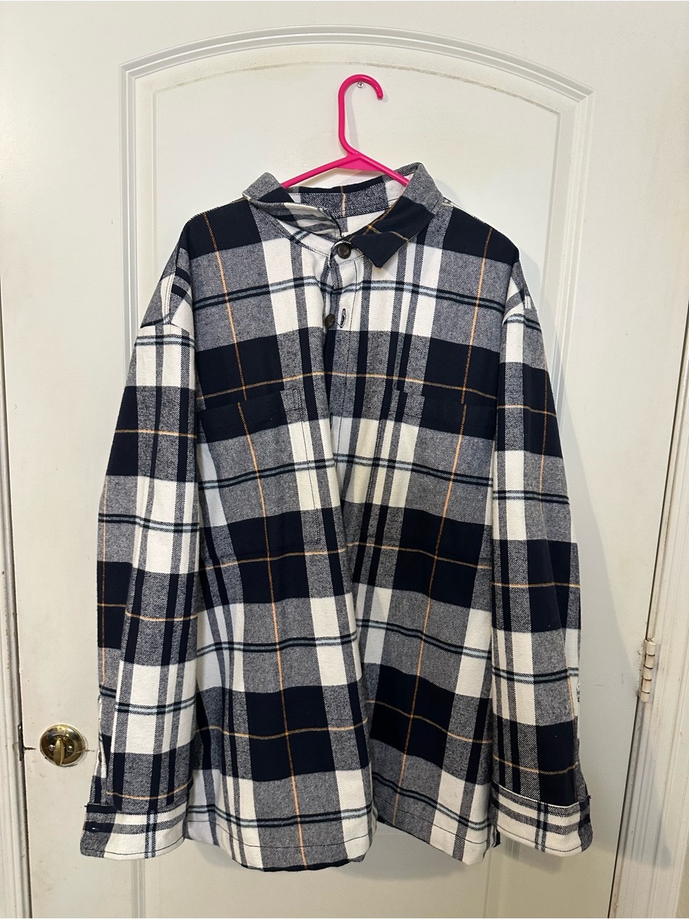 Men's Black & White Plaid Lightweight Shirt Jacket